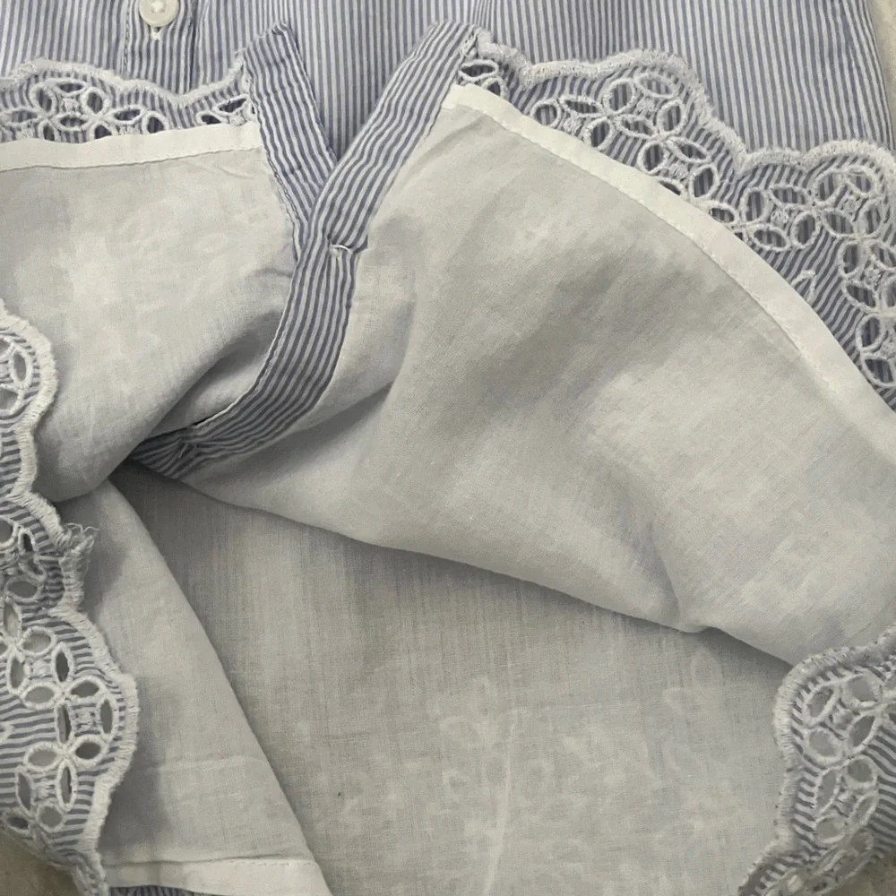 BABY GAP Girl Blue Striped Long Sleeves Cotton Blend Shirt Dress | 3